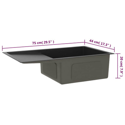 Lavello da Cucina Lavorato a Mano Nero Acciaio Inox