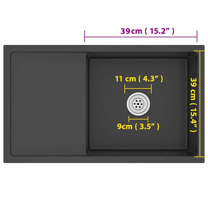 Lavello da Cucina Lavorato a Mano Nero Acciaio Inox