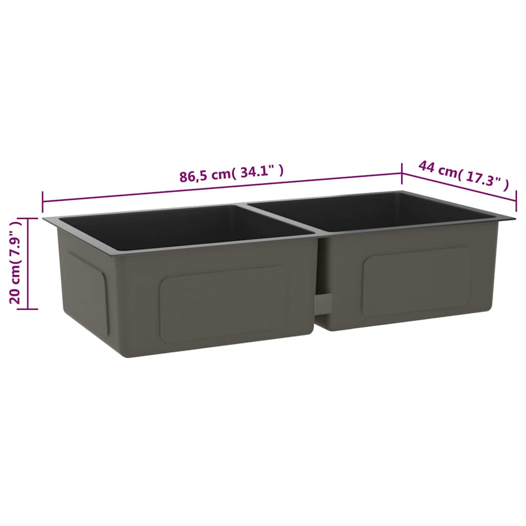 Lavello da Cucina Lavorato a Mano Nero Acciaio Inox | homemem39