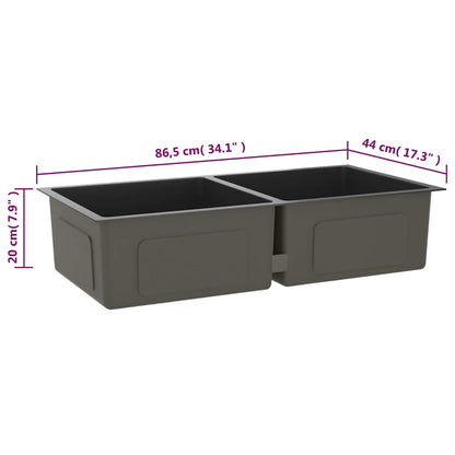 Lavello da Cucina Lavorato a Mano Nero Acciaio Inox | homemem39