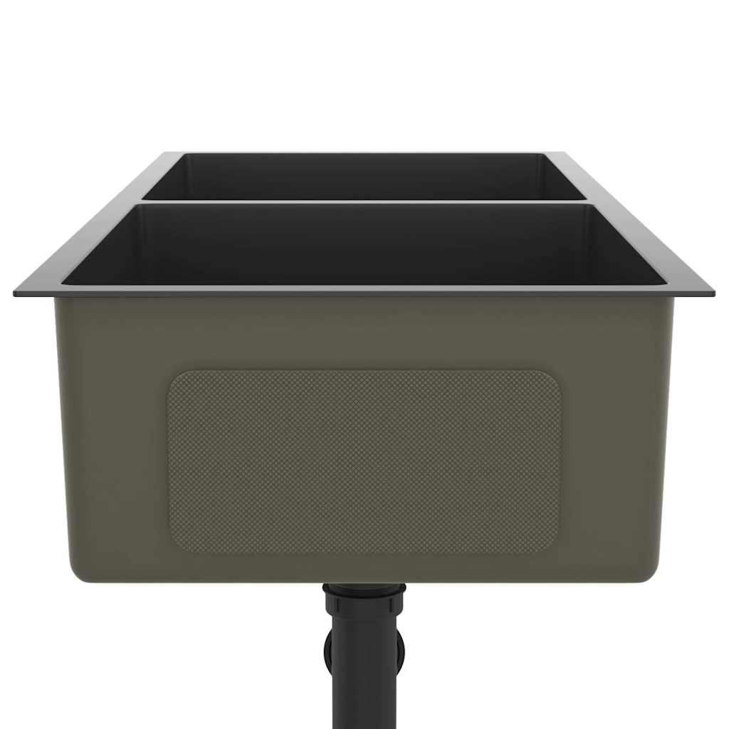 Lavello da Cucina Artigianale Nero in Acciaio Inox | homemem39