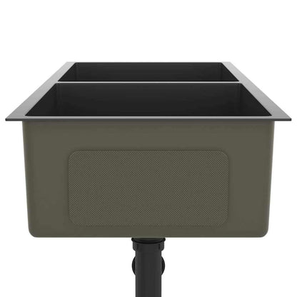 Lavello da Cucina Artigianale Nero in Acciaio Inox | homemem39