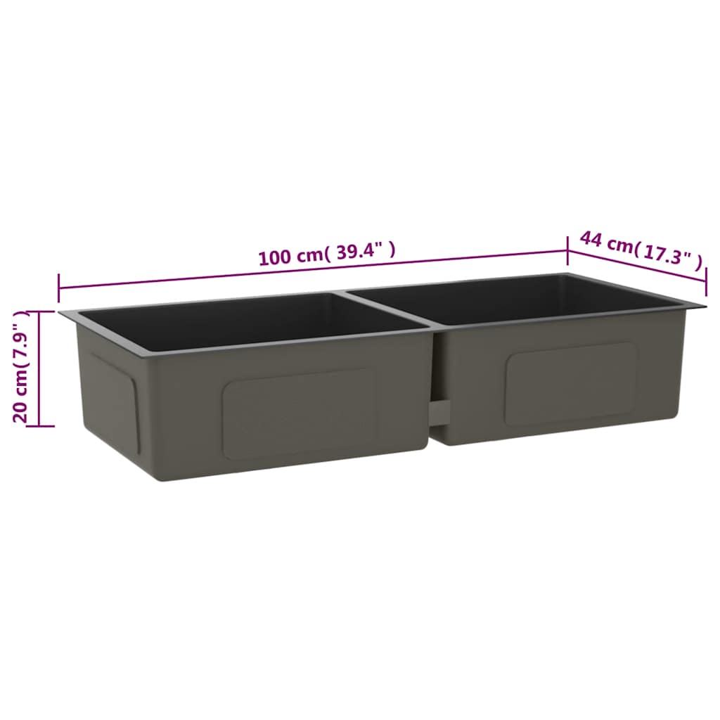 Lavello da Cucina Artigianale Nero in Acciaio Inox | homemem39
