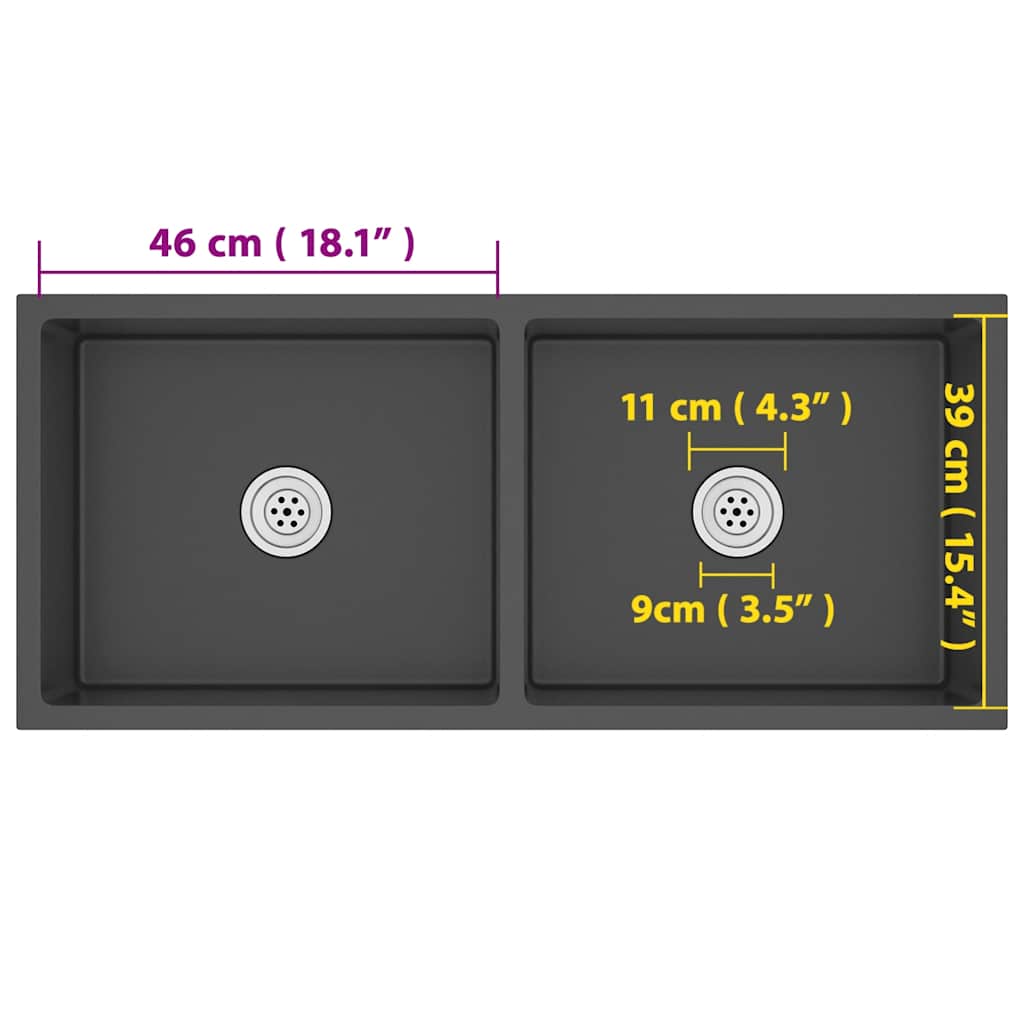 Lavello da Cucina Artigianale Nero in Acciaio Inox | homemem39