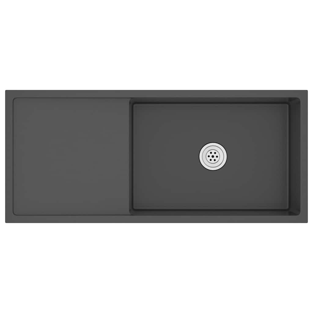 Lavello da Cucina Lavorato a Mano Nero in Acciaio Inox