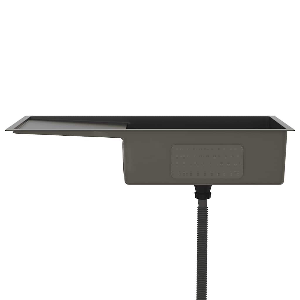 Lavello da Cucina Lavorato a Mano Nero in Acciaio Inox