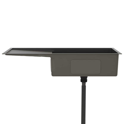 Lavello da Cucina Lavorato a Mano Nero in Acciaio Inox