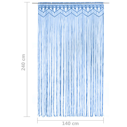 Blauer Makramee-Vorhang 140 x 240 cm aus Baumwolle