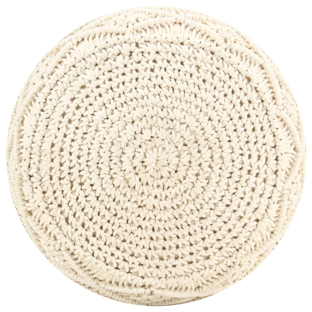 Pouf Lavorato a Mano in Macramé 45x30 cm in Cotone - homemem39