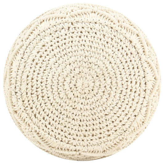 Pouf Lavorato a Mano in Macramé 45x30 cm in Cotone - homemem39