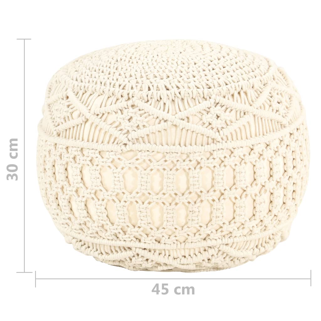 Pouf Lavorato a Mano in Macramé 45x30 cm in Cotone - homemem39