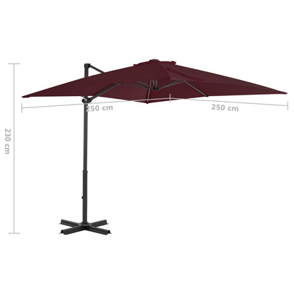 Ombrellone a Sbalzo con Palo in Alluminio 250x250 cm Bordeaux - homemem39