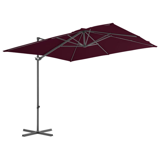 Ombrellone a Sbalzo con Palo in Acciaio 250x250 cm Bordeaux | homemem39