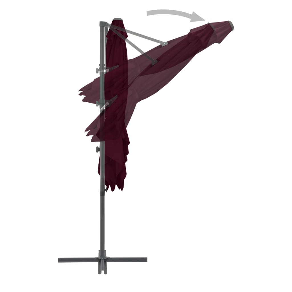 Ombrellone a Sbalzo con Palo in Acciaio 250x250 cm Bordeaux | homemem39