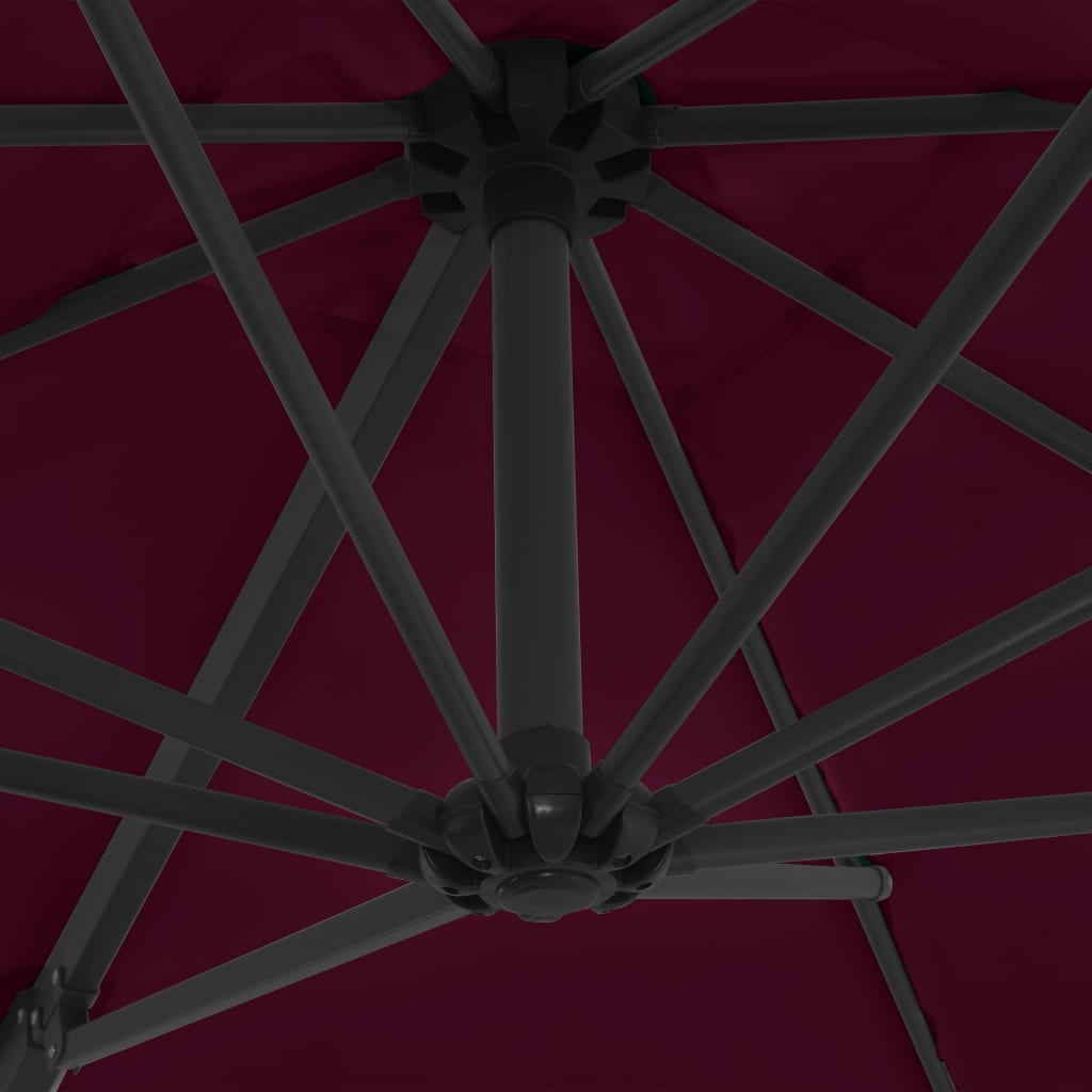 Ombrellone a Sbalzo con Palo in Acciaio 250x250 cm Bordeaux | homemem39