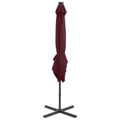 Ombrellone a Sbalzo con Palo e Luci a LED Bordeaux 250 cm | homemem39