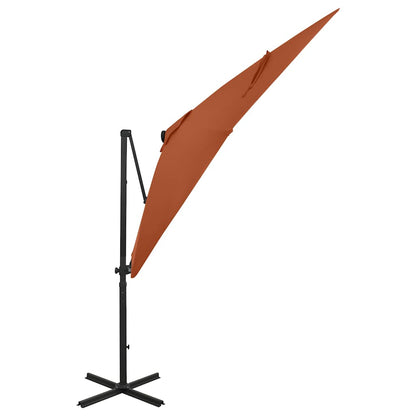Ombrellone a Sbalzo con Palo e Luci a LED Terracotta 250 cm | homemem39
