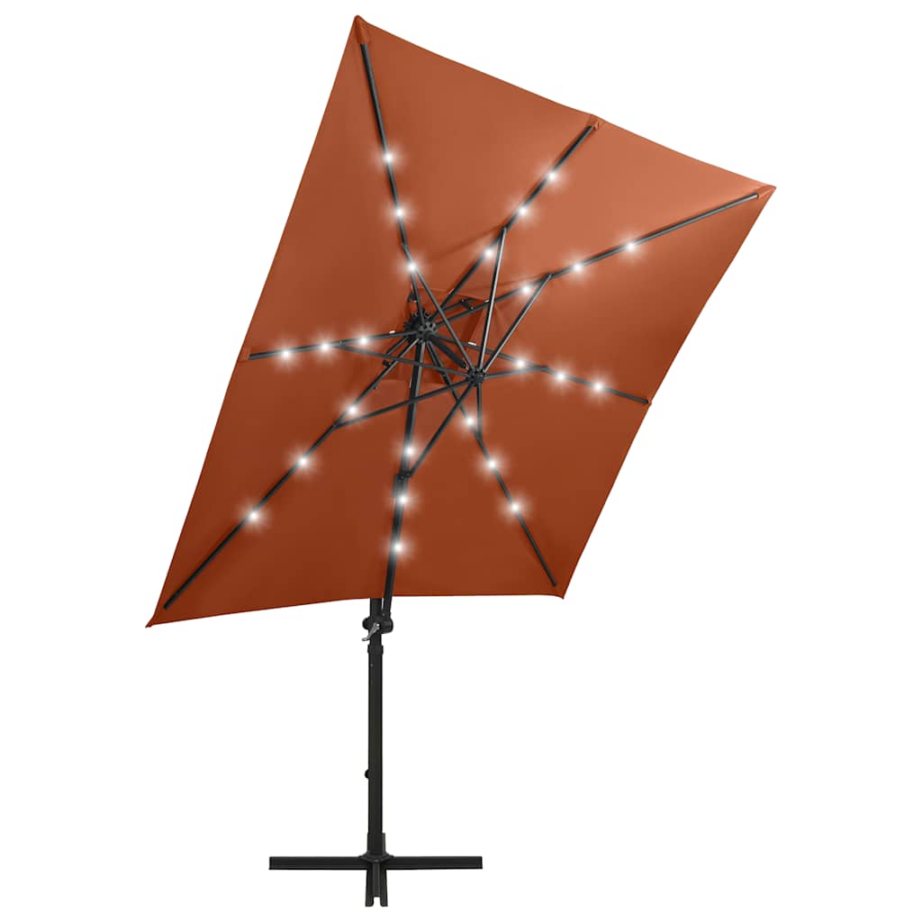 Ombrellone a Sbalzo con Palo e Luci a LED Terracotta 250 cm | homemem39