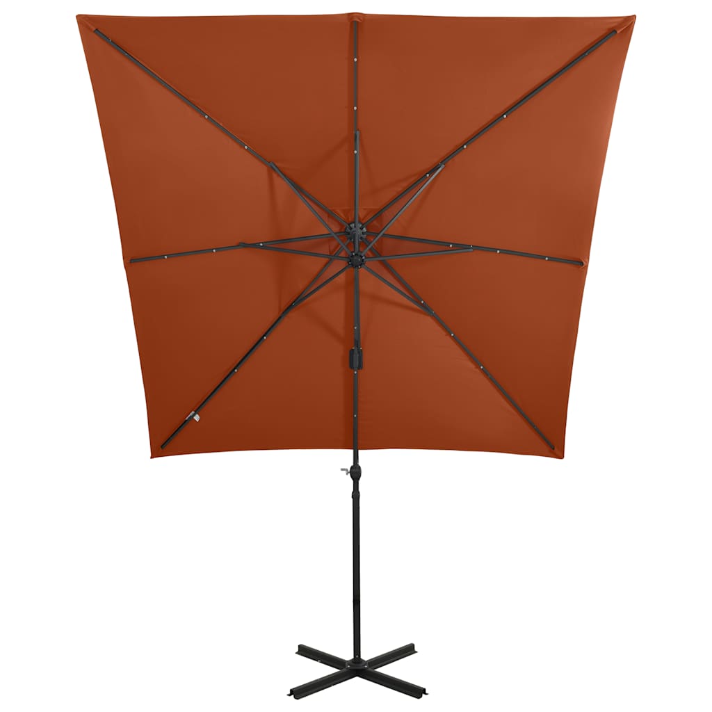 Ombrellone a Sbalzo con Palo e Luci a LED Terracotta 250 cm | homemem39