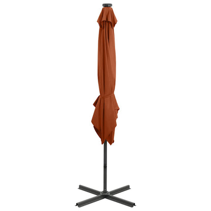 Ombrellone a Sbalzo con Palo e Luci a LED Terracotta 250 cm | homemem39