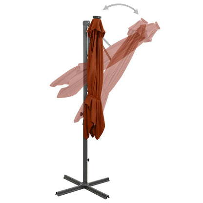 Ombrellone a Sbalzo con Palo e Luci a LED Terracotta 250 cm | homemem39