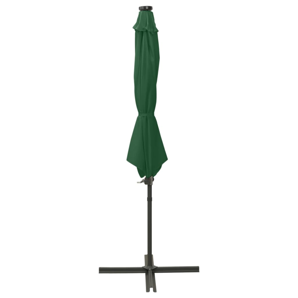 Ombrellone a Sbalzo con Palo e Luci a LED Verde 300 cm | homemem39