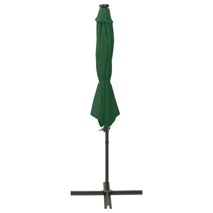 Ombrellone a Sbalzo con Palo e Luci a LED Verde 300 cm | homemem39