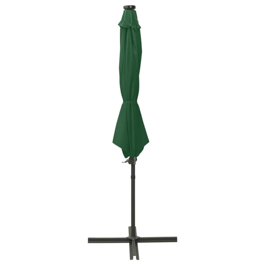 Ombrellone a Sbalzo con Palo e Luci a LED Verde 300 cm | homemem39