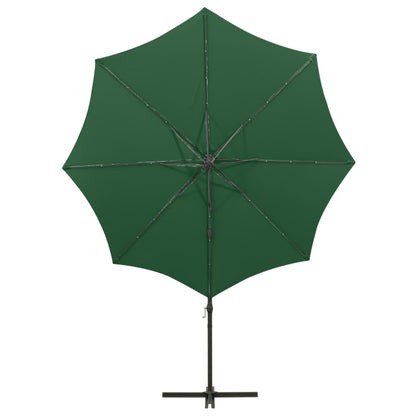 Ombrellone a Sbalzo con Palo e Luci a LED Verde 300 cm | homemem39
