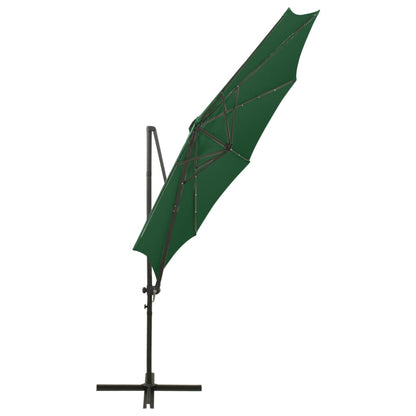 Ombrellone a Sbalzo con Palo e Luci a LED Verde 300 cm | homemem39