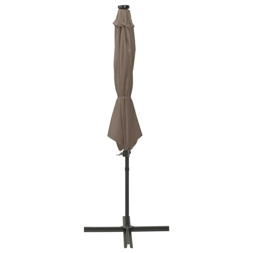 Ombrellone a Sbalzo con Palo e Luci a LED Tortora 300 cm | homemem39