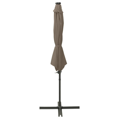 Ombrellone a Sbalzo con Palo e Luci a LED Tortora 300 cm | homemem39