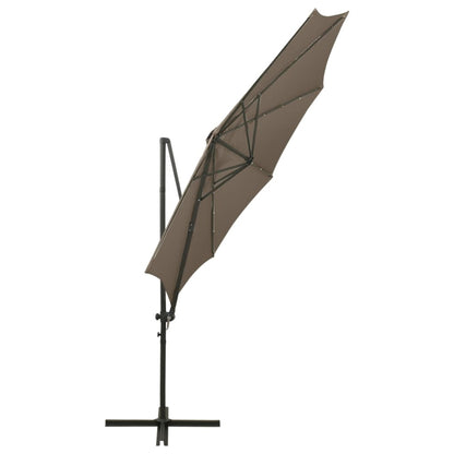 Ombrellone a Sbalzo con Palo e Luci a LED Tortora 300 cm | homemem39