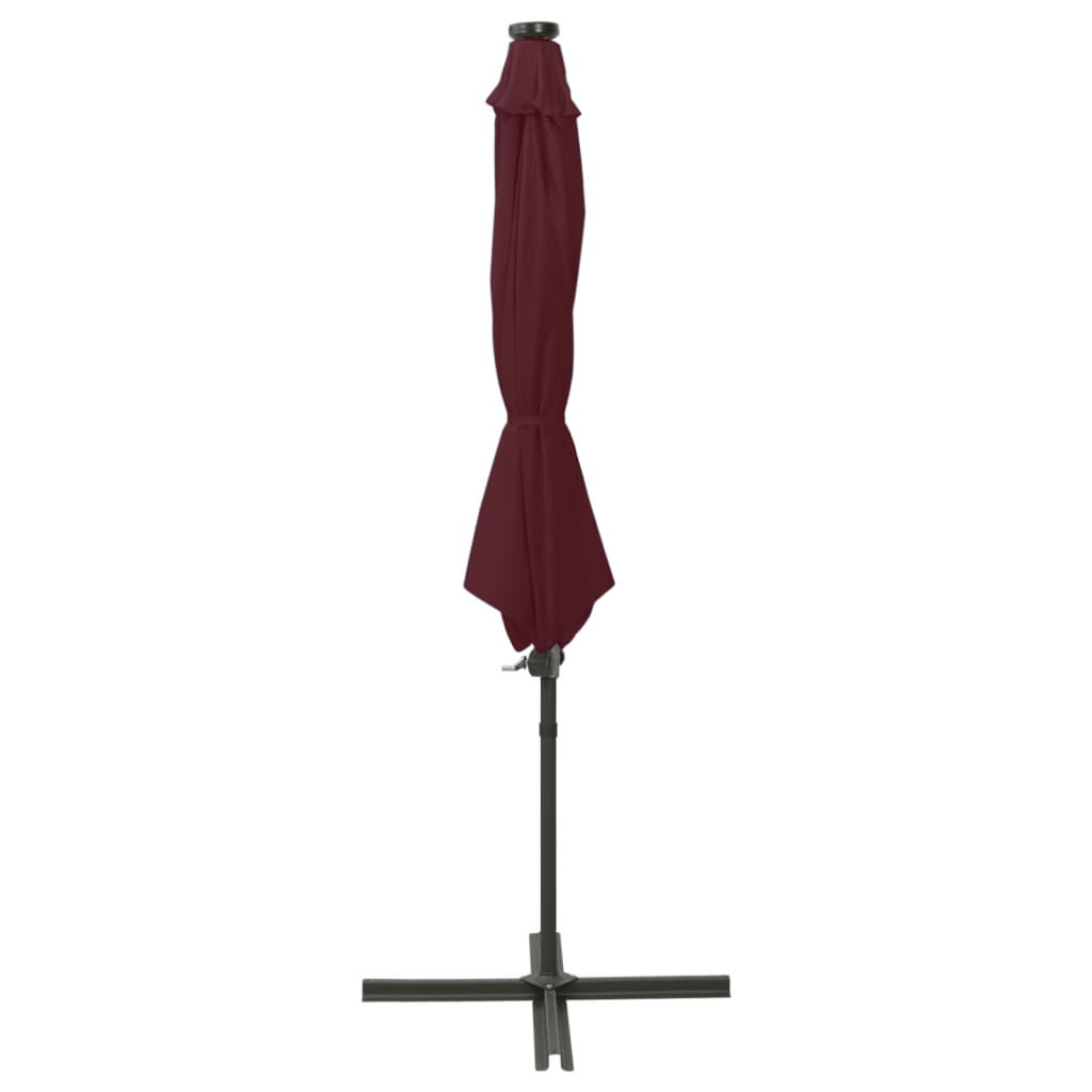 Ombrellone a Sbalzo con Palo e Luci a LED Bordeaux 300 cm | homemem39
