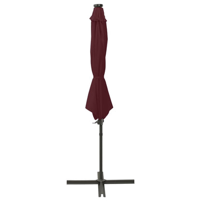 Ombrellone a Sbalzo con Palo e Luci a LED Bordeaux 300 cm | homemem39