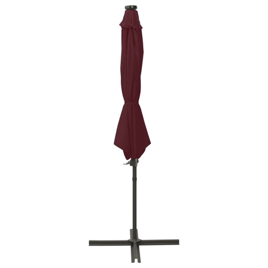 Ombrellone a Sbalzo con Palo e Luci a LED Bordeaux 300 cm | homemem39