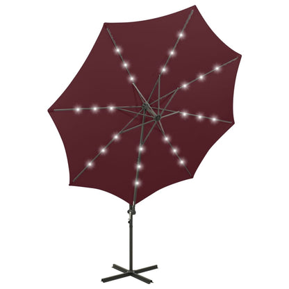 Ombrellone a Sbalzo con Palo e Luci a LED Bordeaux 300 cm | homemem39