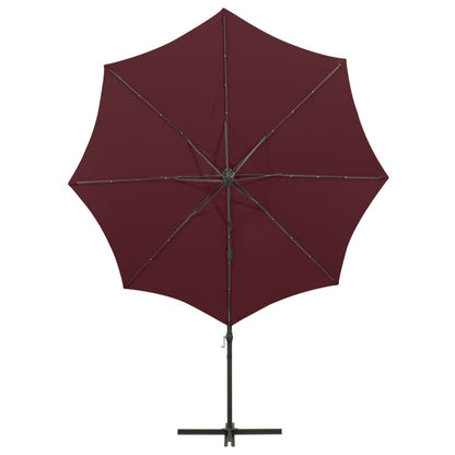 Ombrellone a Sbalzo con Palo e Luci a LED Bordeaux 300 cm | homemem39