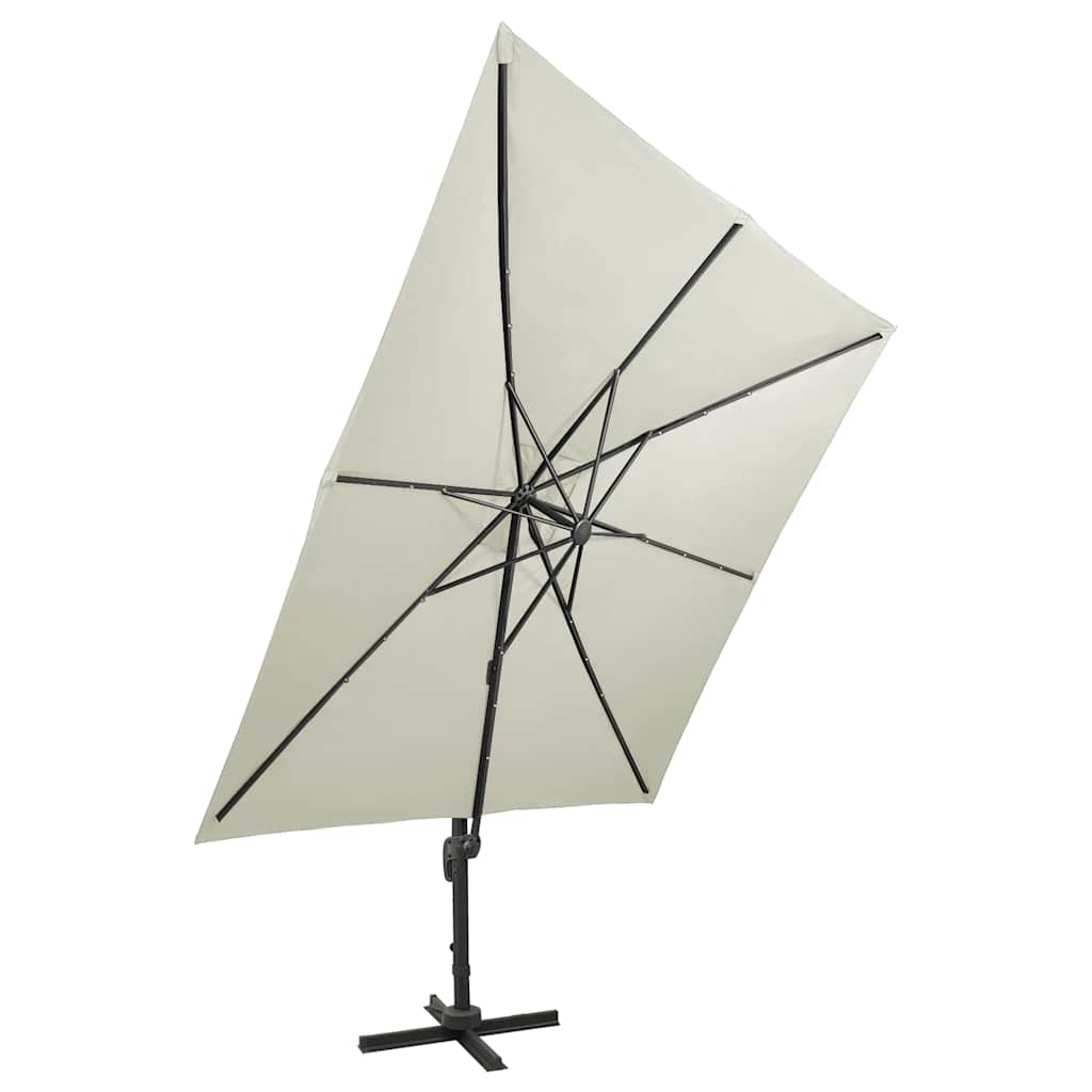 Ombrellone a Sbalzo con Palo e Luci a LED Sabbia 300 cm | homemem39