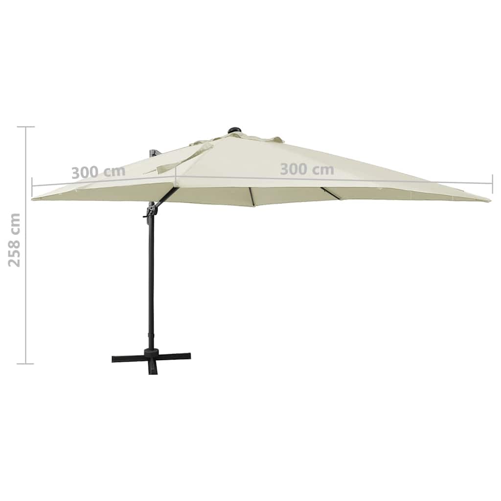 Ombrellone a Sbalzo con Palo e Luci a LED Sabbia 300 cm | homemem39