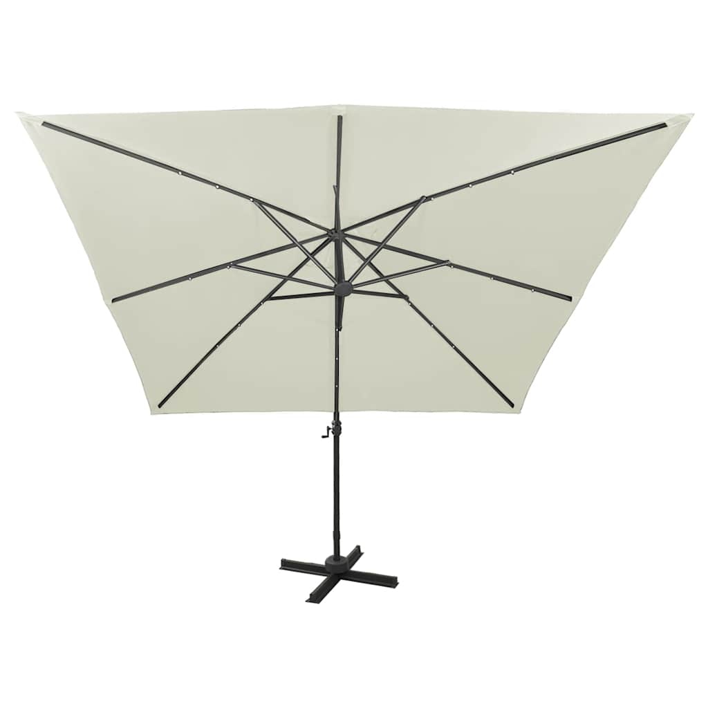 Ombrellone a Sbalzo con Palo e Luci a LED Sabbia 300 cm | homemem39
