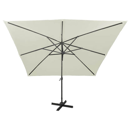 Ombrellone a Sbalzo con Palo e Luci a LED Sabbia 300 cm | homemem39