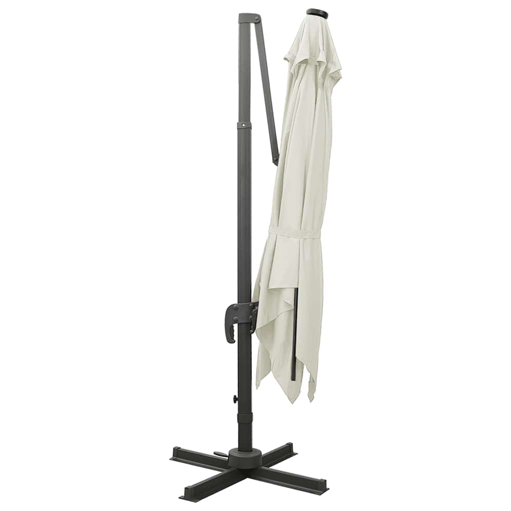Ombrellone a Sbalzo con Palo e Luci a LED Sabbia 300 cm | homemem39