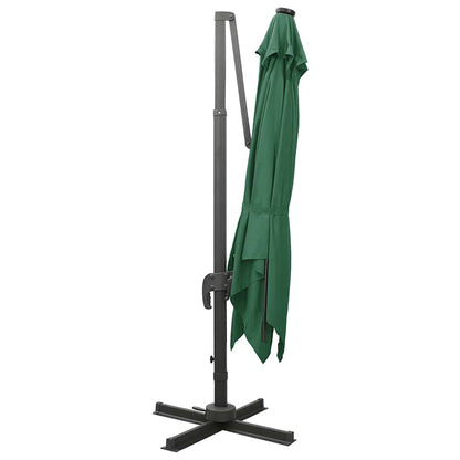 Ombrellone a Sbalzo con Palo e Luci a LED Verde 300 cm | homemem39