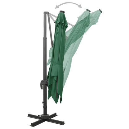 Ombrellone a Sbalzo con Palo e Luci a LED Verde 300 cm | homemem39