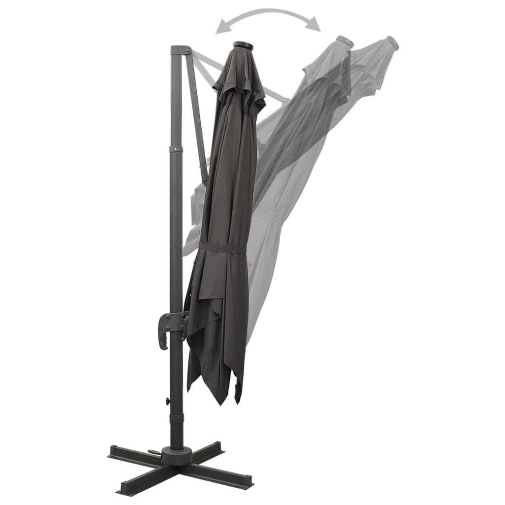 Ombrellone a Sbalzo con Palo e Luci a LED Antracite 300 cm | homemem39