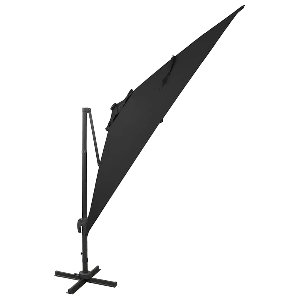 Ombrellone a Sbalzo con Palo e Luci a LED Nero 300 cm | homemem39