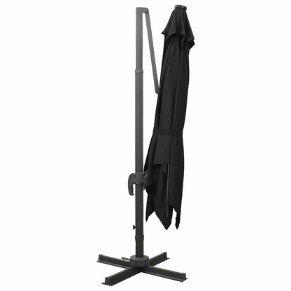 Ombrellone a Sbalzo con Palo e Luci a LED Nero 300 cm | homemem39