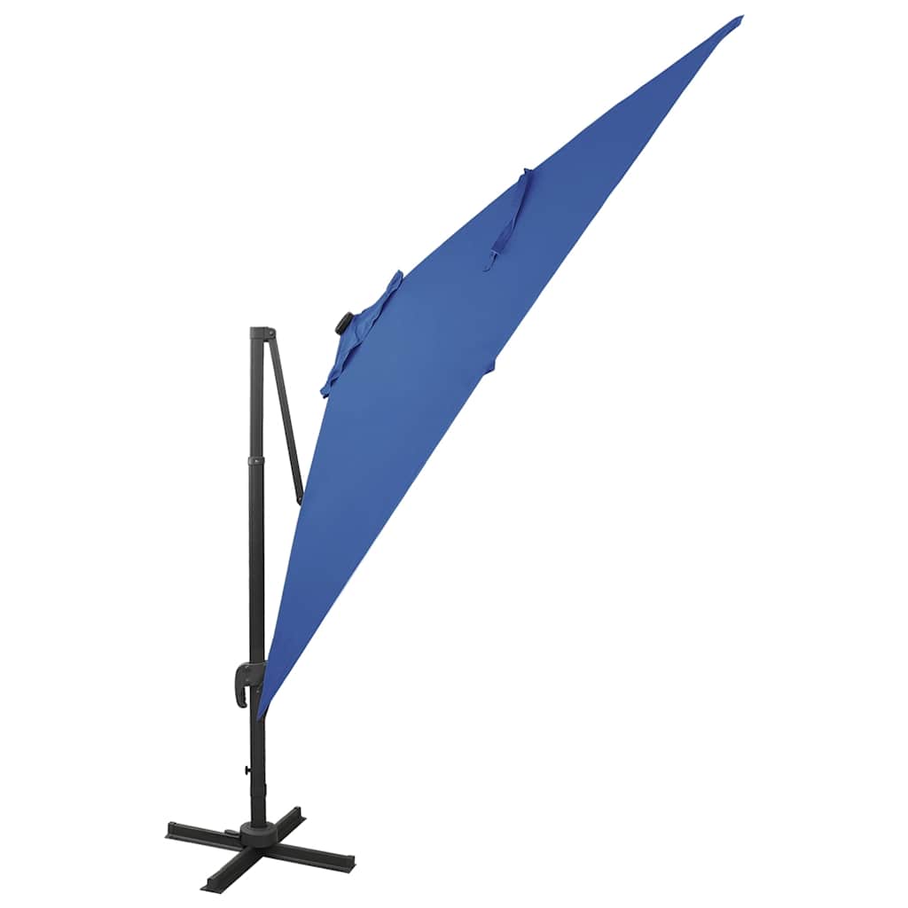 Ombrellone a Sbalzo con Palo e Luci a LED Azzurro 300 cm | homemem39