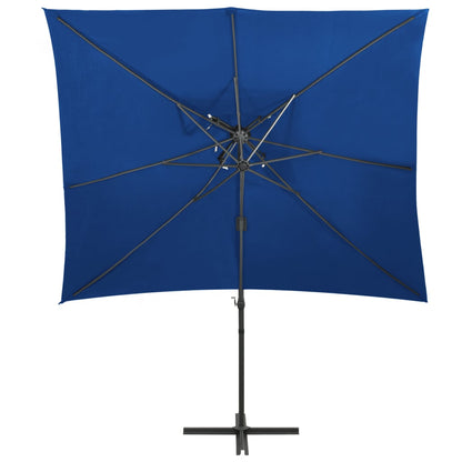 Ombrellone a Sbalzo con Doppia Copertura 250x250 cm Blu | homemem39